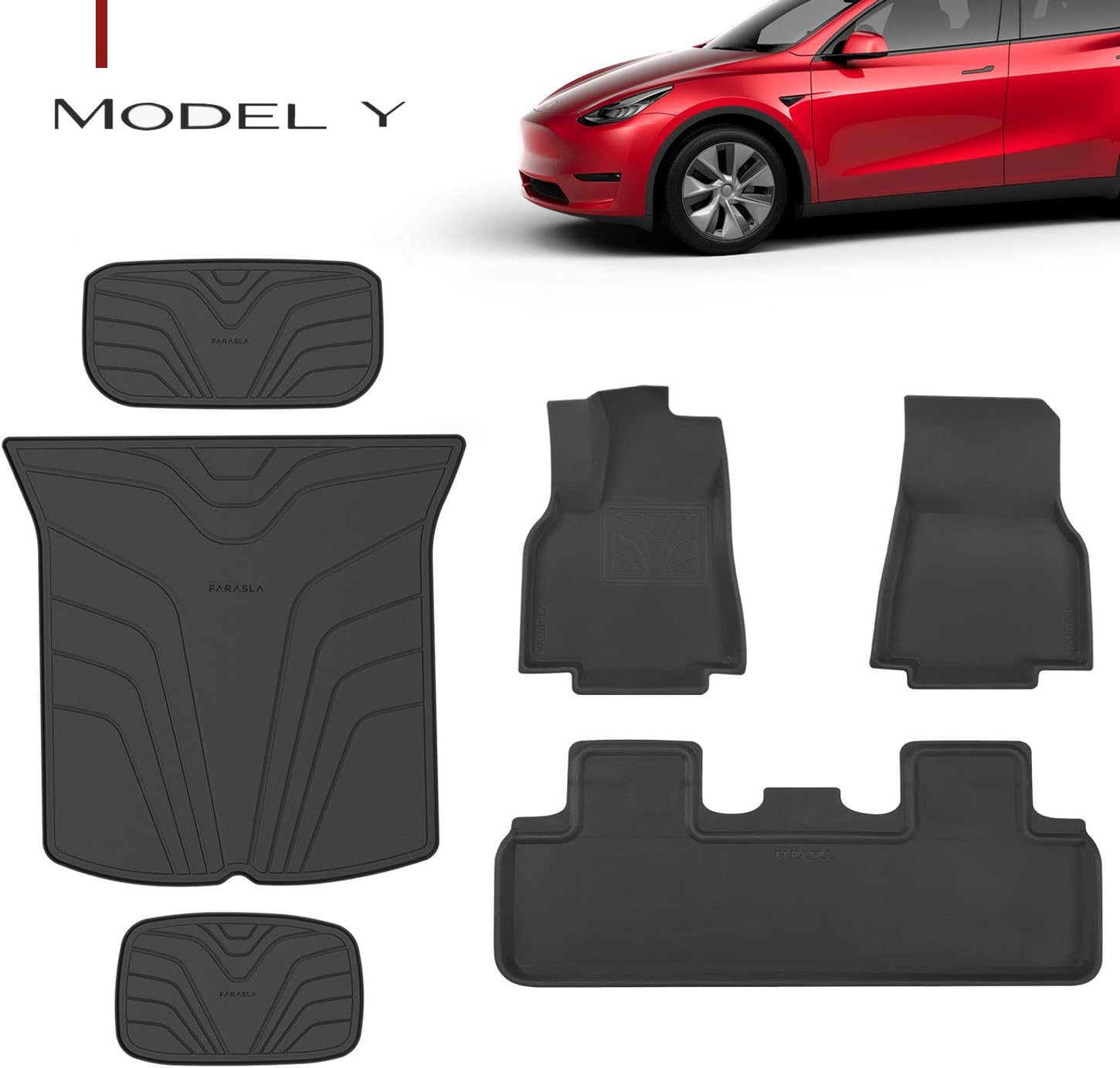 Farasla AllWeather Full Car Cargo Mats for Tesla Model Y