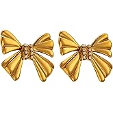 KASFREE Gold Bow Earrings for Women Gold Dainty Bow Earrings Gold Bow Shaped Earrings Dainty Cute Bow Earring Bow Stud Earrings for Women