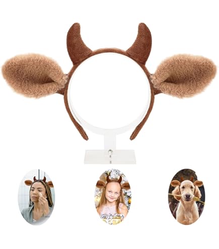 2 Diademas De Peluche Con Orejas Y Cuernos De Vaca – Accesorios De Disfraz De Animal Para Halloween, Carnaval Y Cosplay