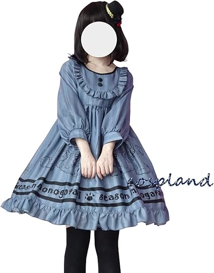 Amazon Cospland ロリータ服 Lolita ワンピース 長袖 コスプレ クマちゃん ブルー 森ガール レディース かわいい 靴下付属 L ワンピース コスプレ 仮装 通販