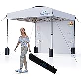 10X10 Pop Up Canopy Tent,Removable Pockets Sidewall for Extra Storage,Easy Up Canopy,Heavy Duty One Person Set Up Event Tent,White