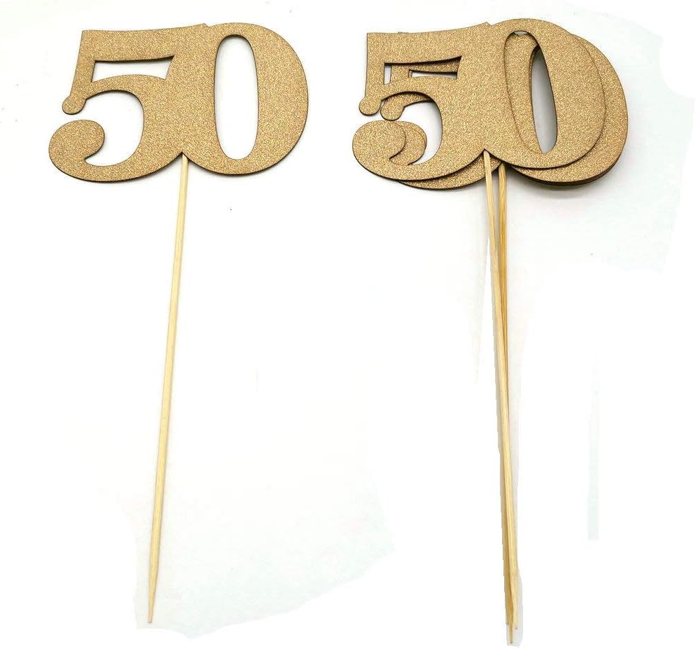 50th Centerpiece Sticks for 50th Birthdays Anniversaries College or High School Reunions or Company Celebrations and Galas Decorations Party Photo Booth Props 4CT (Champagne Gold): Health & Personal Care
