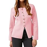 Cicy Bell Womens Button Up Cardigan Sweaters Lightweight Long Sleeve Knit Tops Business Casual Round Neck Fitted Jacket