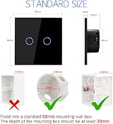CNBINGO Touch Light Switch 2-Gang 1-Way Black Glass Backlit 240V 500W view 3