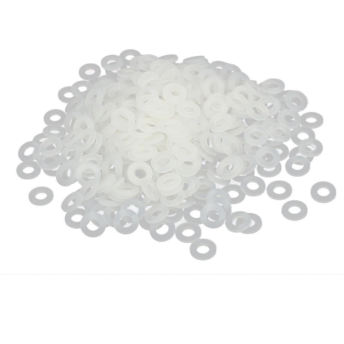 sourcingmap M4 x 8mm x 1mm Nylon Flat Pads Insulating Washers Spacers Gaskets Fastener Grey White 400PCS