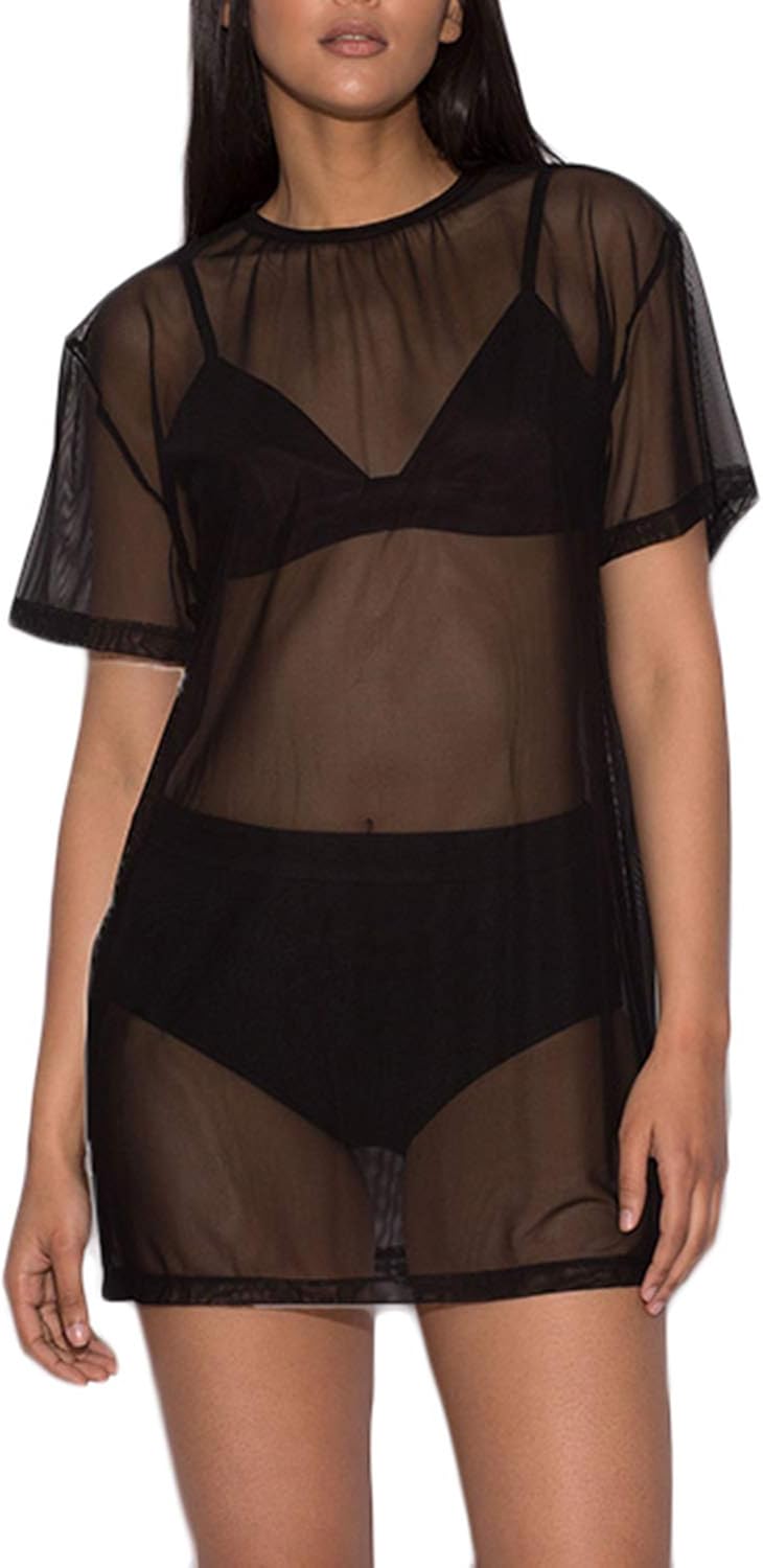 Sheer shirt dress beach cover up Clearance