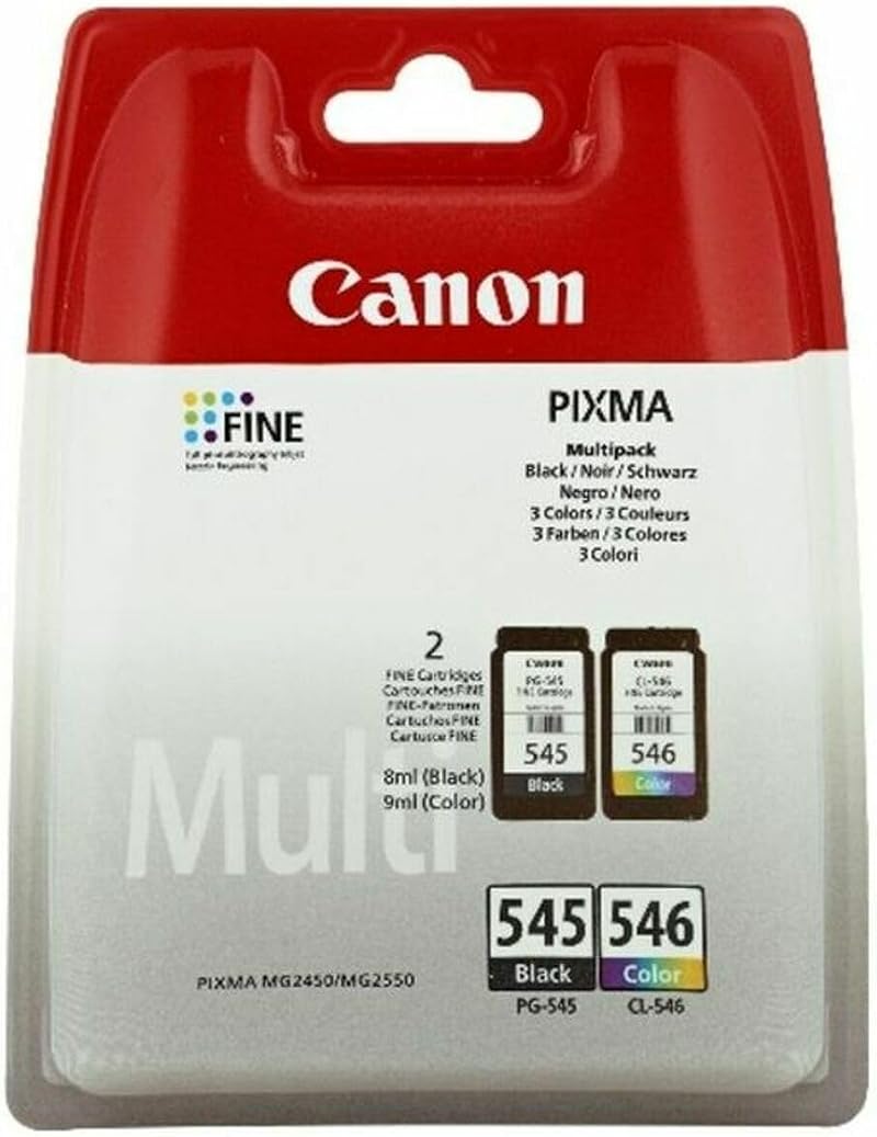 Canon PG-545 Black + CL-546 Colour Genuine Ink Cartridges Multipack