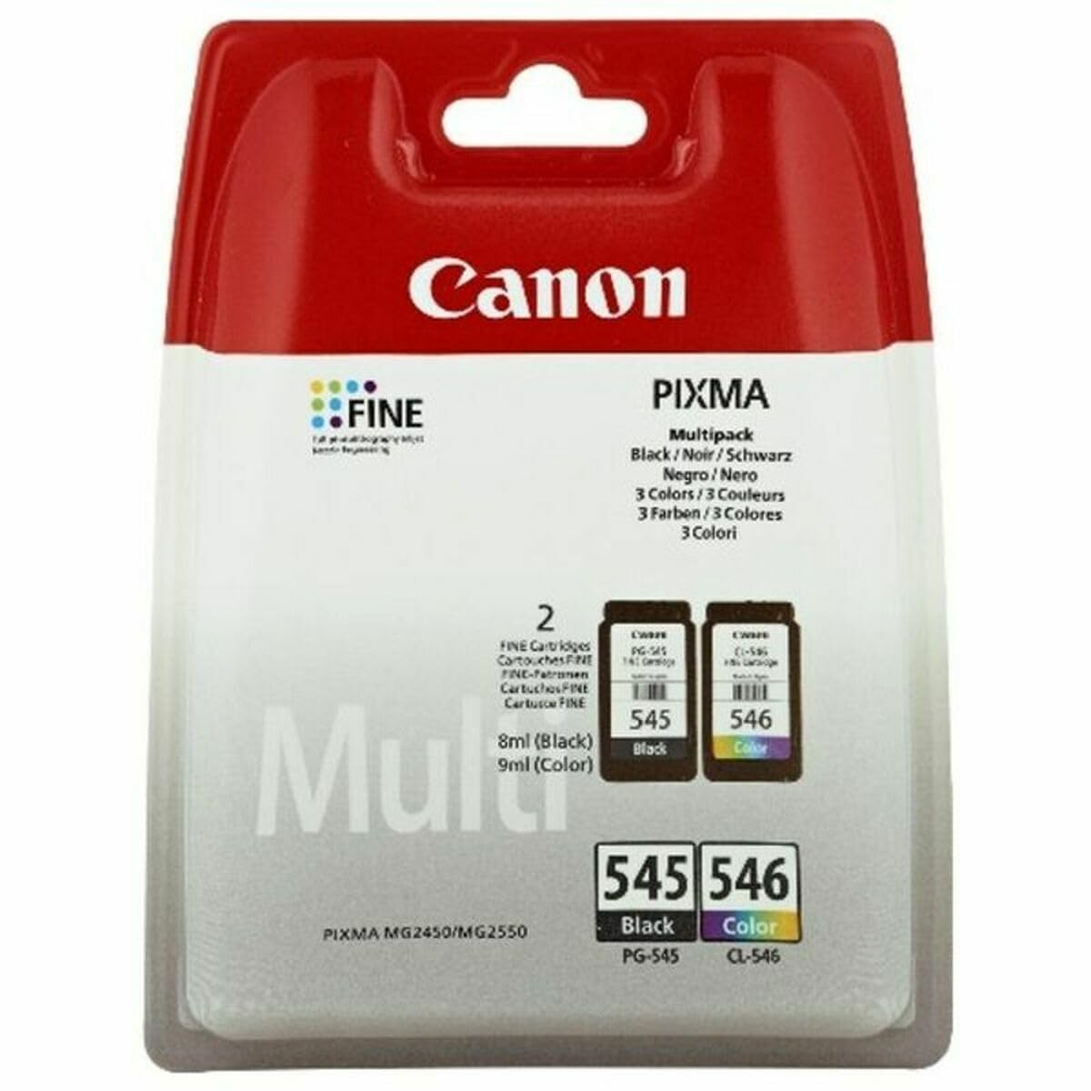 Canon PG-545 Black + CL-546 Colour Genuine Ink Cartridges – Multipack