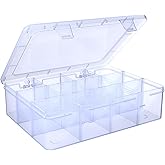 SRNYJAO Plastic Large 12 Grids Clear Tackle Box. Organizer with Removable Dividers, for Tool Fishing Tackle Snackle Box Conta