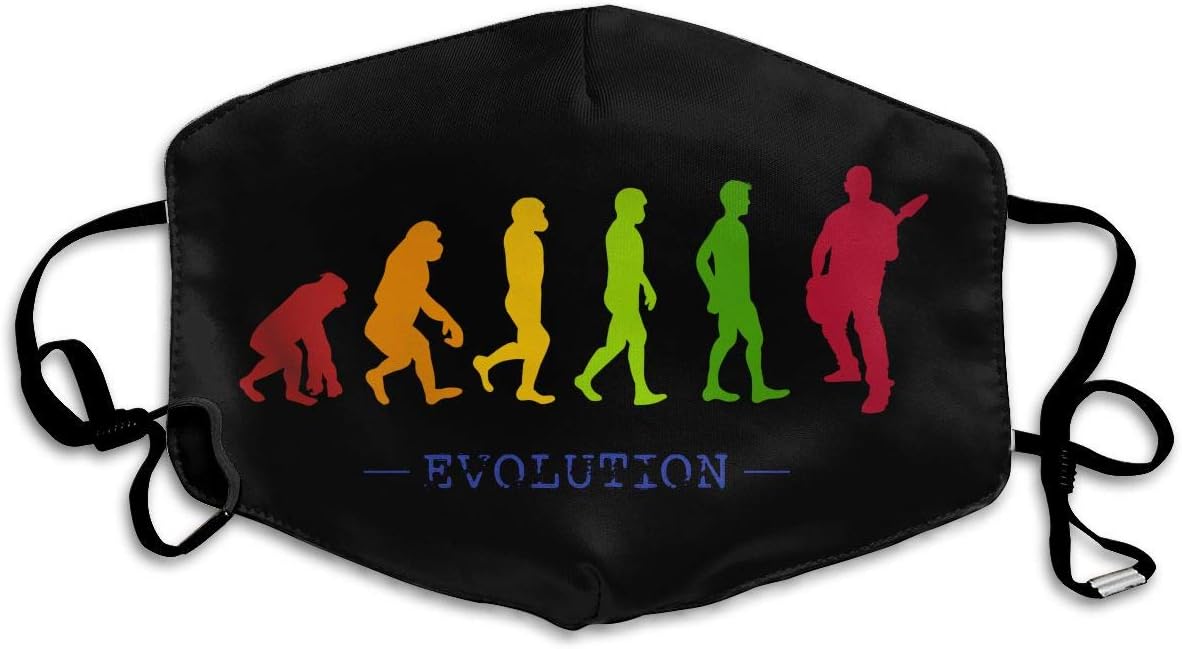 Kupik Guitar Player Evolution Anti Dust Mouth Mask Gift for Youth Friends Man Woman and Boys Girls