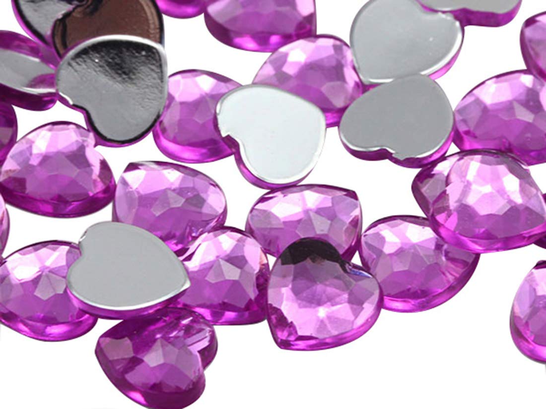 6mm Rose JG32 Flat Back Heart Acrylic Rhinestones Tiny Face Gems Body Jewels Card Making Embelishments - 100 Pieces