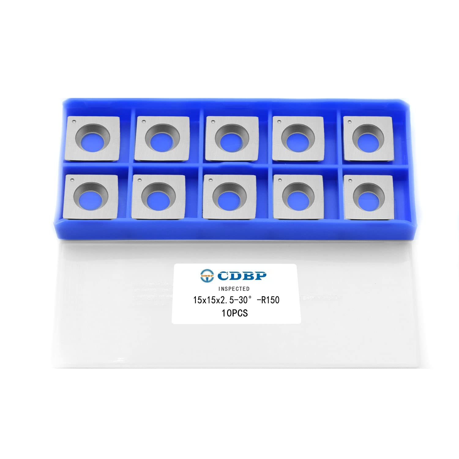 CDBP 15mm Square with 6" Radius Carbide Cutter Inserts (15×2.5mm-R150) for Woodturning Roughing Tool Fit for Shelix Cutterhead, 10 PCS
