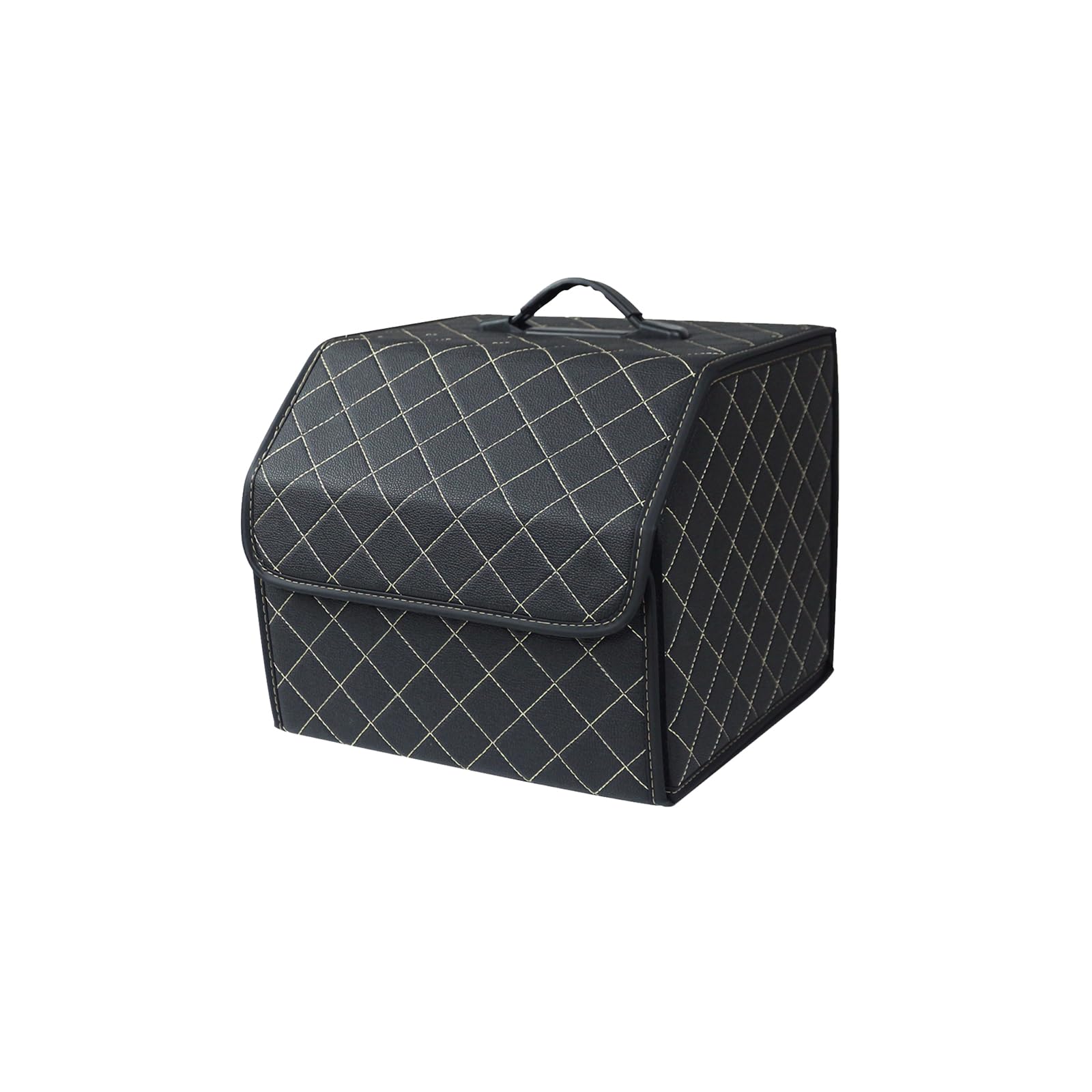 Ergocar Luxury Foldable Car Boot Tidy Storage Box Waterproof PU Car Boot Storage Organiser for SUV/Truck/Auto (Black-S)