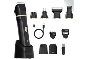 HOHOLE 5-in-1 Electric Bikini Trimmer for Women, Painless Razor with Replaceable Heads for Face, Legs, Underarms, Nose & Bikini Area, IPX7 Waterproof, USB Rechargeable