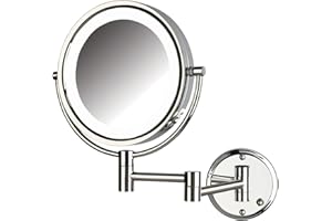 JERDON Wall-Mounted Vanity Mirror with Lights - Hard Wired Makeup Mirror with 8X Magnification & Chrome Finish - Direct Wire Model HL88CLD