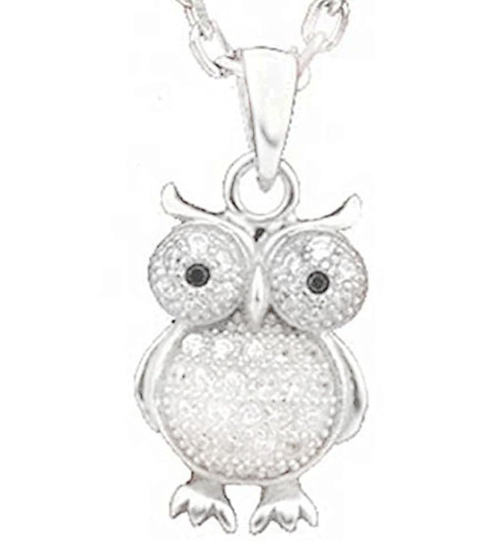 findout sterling silver diamond owl. pendant necklace (f1424) 。 Amazon