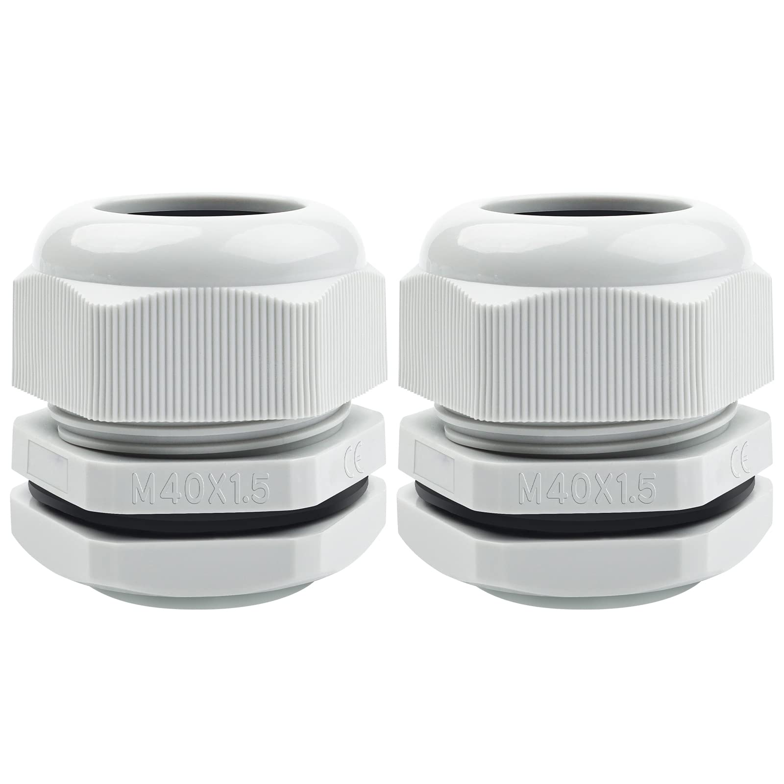 2 Pack Cable Glands M40, Hanibos IP68 Waterproof Cable Glands Nylon Compression Glands Connectors with Locknut and Washer Suitable for 22-33mm Cables White