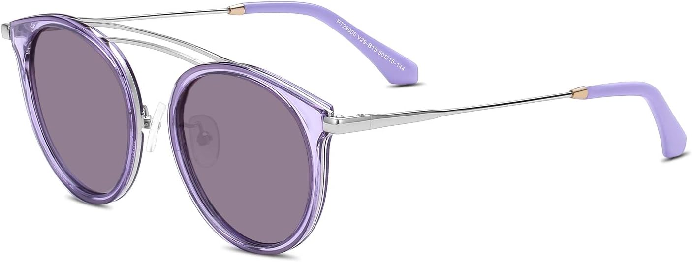 LUOMON Round Glasses Frame Metal Fashion Polarized Sunglasses for Women