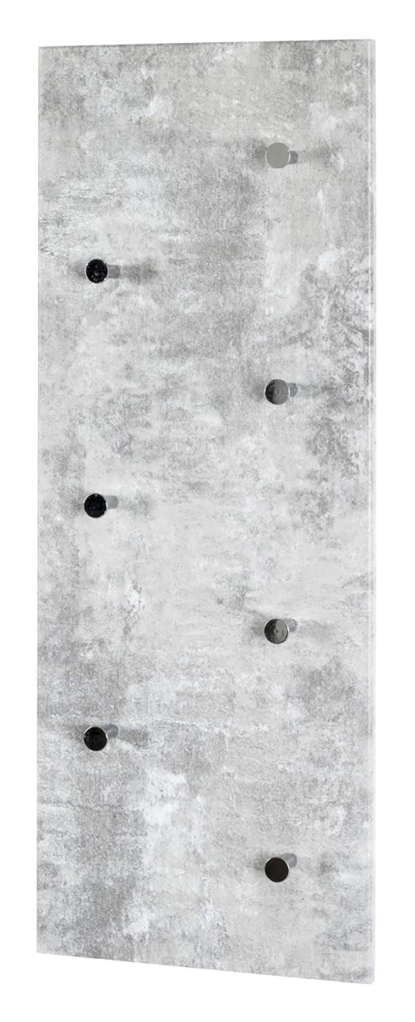 HAKU Wardrobe Concrete Optic, Chrome, MDF, Metal - Dim.: W 80 cm X H 30 cm X D 6 cm, Style: Modern