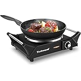 Hot Plate, Techwood Electric Stove for Cooking, 1500W Countertop Single Burner with Adjustable Temperature & Dual Handles, 7.