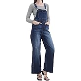 ZMTUO Women's Denim Overalls Loose Fit Baggy Overalls Wide Leg Barrel Jean with Pockets Adjustable Straps