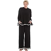 Istylish Women’s Fleece 2 Piece Pajamas Fuzzy Long Sleeve Crewneck Wide Leg Winter Sherpa Lounge Sets For Women