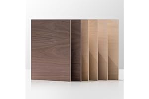 Wowood 6 Pack Plywood Sheets, 12 x 16.5 x 1/8 Inch, Basswood 2Pcs & Walnut 2Pcs & Birch 2Pcs, 3mm Plywood for Laser Cutting, Wood Burning and DIY Wood Crafts