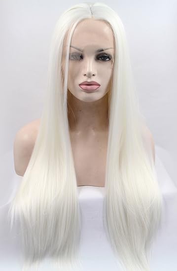 Amazon Com K Ryssma White Blonde Lace Front Wigs For Women Long