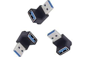 LANMINGLEL 10Gbps USB 3.2 Adapter 90 Degree USB A Male to Female OTG Data Transfer & Fast Charging Adapter 3 Pack (Black)