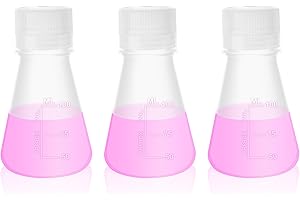 Labvida Plastic Erlenmeyer Flask Set with Screw Cap - 100ml Molded Graduations - 3 pcs, LVAH003