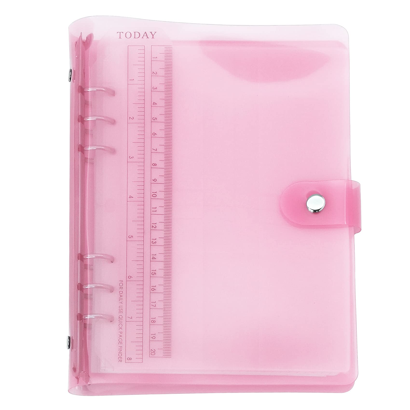 A6 A5 6-Holes Colorful PVC Cover Round Ring View Binder with Snap Button Closure File Folder (Sachet Pink, A5 Combo) — image 1