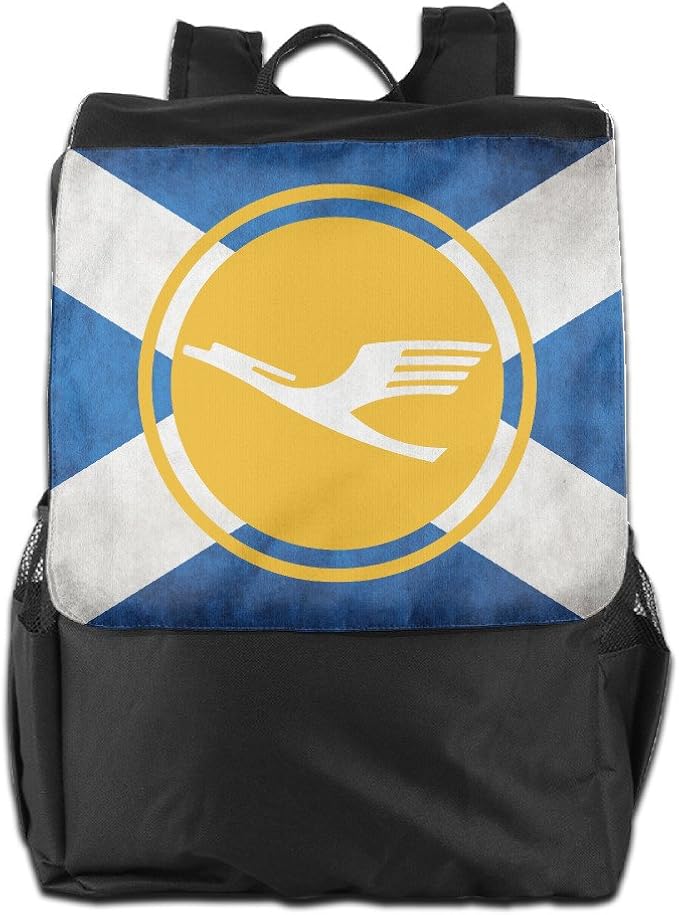 Golden Lufthansa Logo Backpack Sport Bag Travel Daypack For Men Women