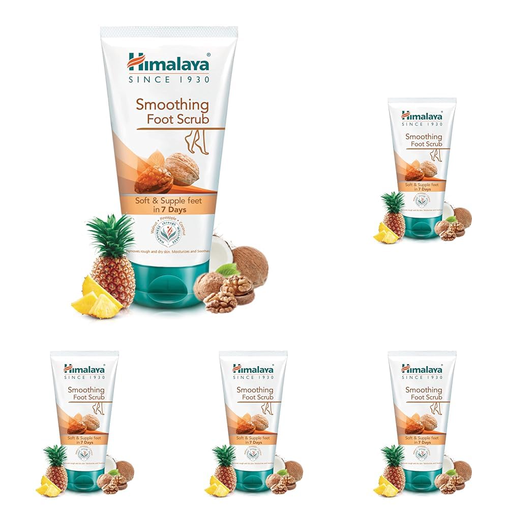 Himalaya Herbals Smoothing Foot Scrub with Walnut, Coconut, Pineapple and Aloe Vera- 150ml (Pack of 5)