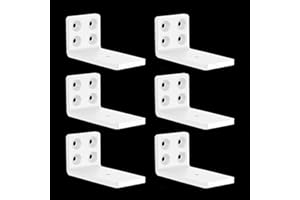Heavy Duty Floating Shelf Brackets 4 Inch Long L-Shaped Wall Hidden Metal Shelf Brackets White (6 Pack)