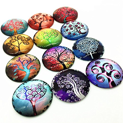 IGOGO 12 PCS Glass Dome Cabochons Half Round Flatback Tree of Life - Thumbnail 2