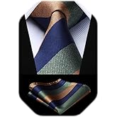 HISDERN Mens Ties Striped Ties for Men Formal Tie and Pocket Square Set Necktie for Wedding Business Graduation