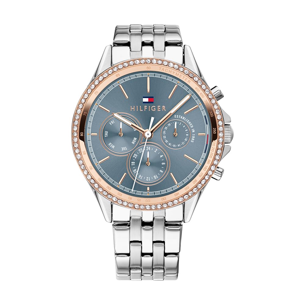 Tommy Hilfiger Analogue Multifunction Quartz Watch for Women with Silver Stainless Steel Bracelet - 1781976