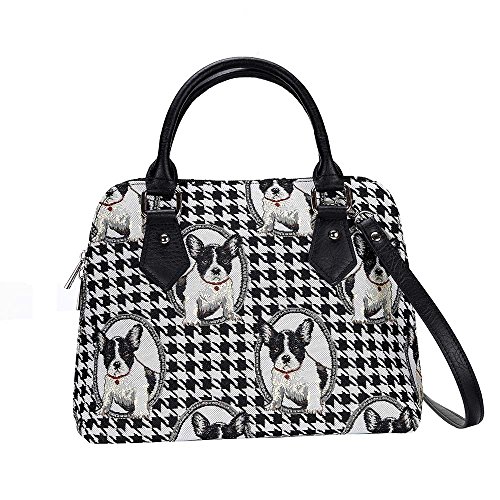 French Bulldog Top-Handle Shoulder Bag by Signare/Designer Ladies Womens Evening Shoulder Side Tote/CONV-FREN