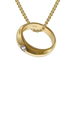 trendor Gold-Anhänger Taufring mit Zirkonia an goldplattierter Kette 35767