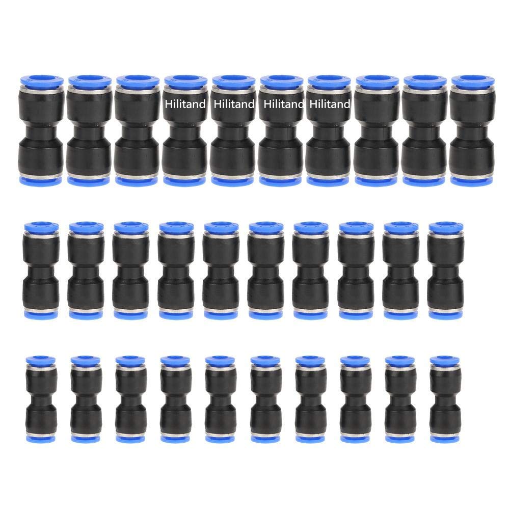 Hilitand 30pcs Straight Push Connectors Plastic Quick Release Connectors Air Line Fittings for 1/4 5/16 3/8 Tube (Type 4)