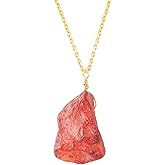 Sunshinegems Natural Raw Carnelian Crystals Pendant Necklace, Raw Gemstone, Healing Crystals, Gift for Her, Birthday Gemstone 18 inch Stone Weight Approx 15 to 20 Carat Pendant Size Approx 10 to 20 mm