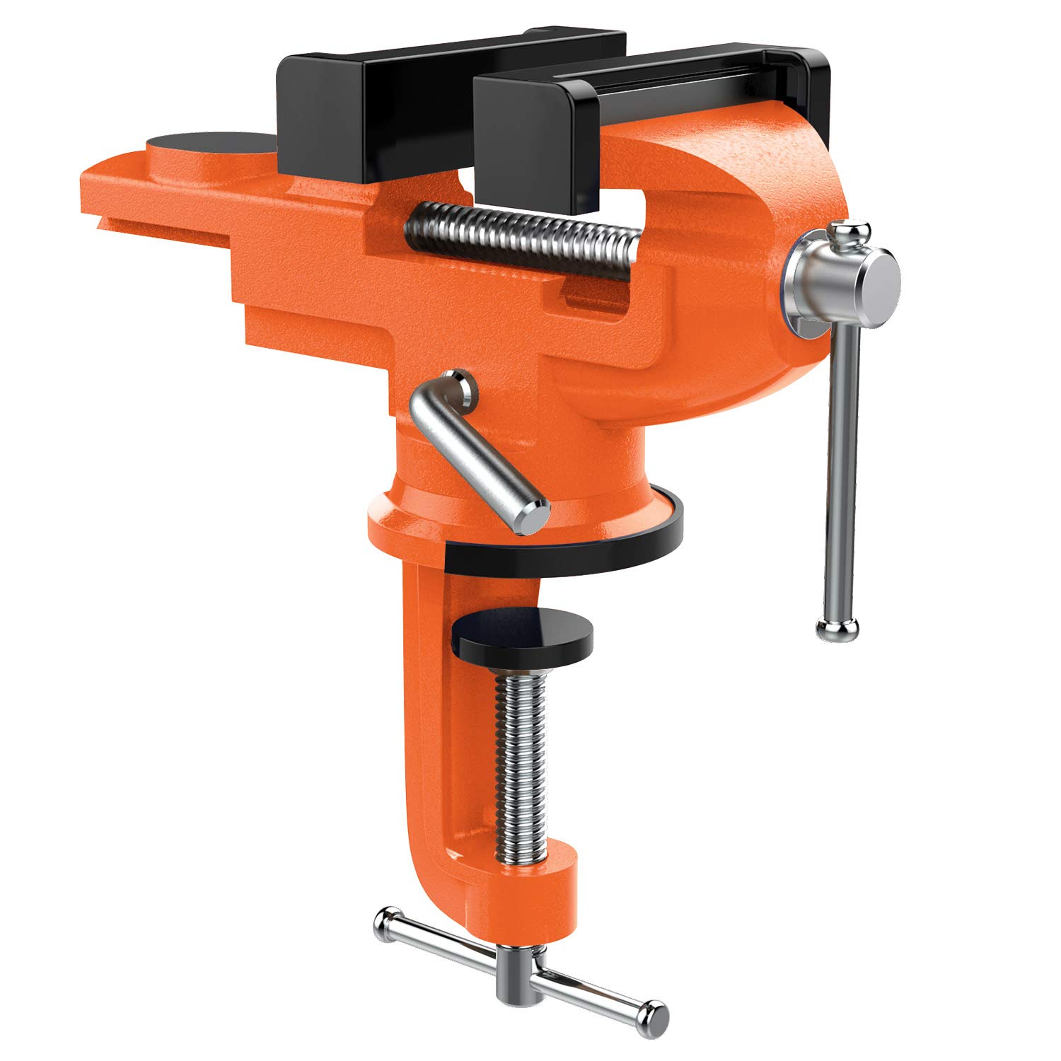Nuovoware Table Vise - 70mm, 360° Swivel Base Universal Home Vise, Portable Bench Clamp for Woodworking, Metalworking, Drilling, Sawing, Orange