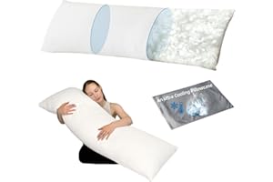 LOFE Body Pillows for Adults - Adjustable 3 Compartments Body Pillow with Superior Support, Fluffy Shredded Memory Foam Full Body Pillow, Long Pillow with a Removable Ultra Cooling Pillowcase