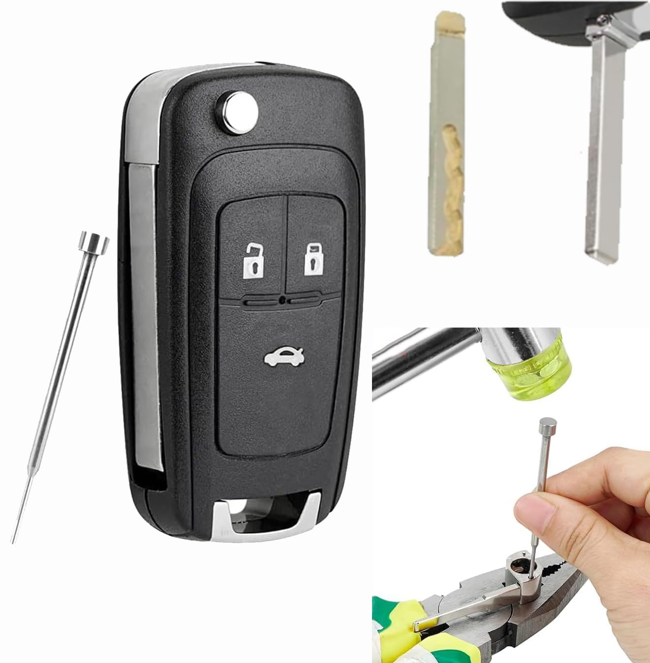 3-Buttons Car Key Fob Case for Opel Vauxhall Astra J/Corsa/Zafira/Chevrolet Mokka/Cruze - Key Shell with Pin Removal Tool
