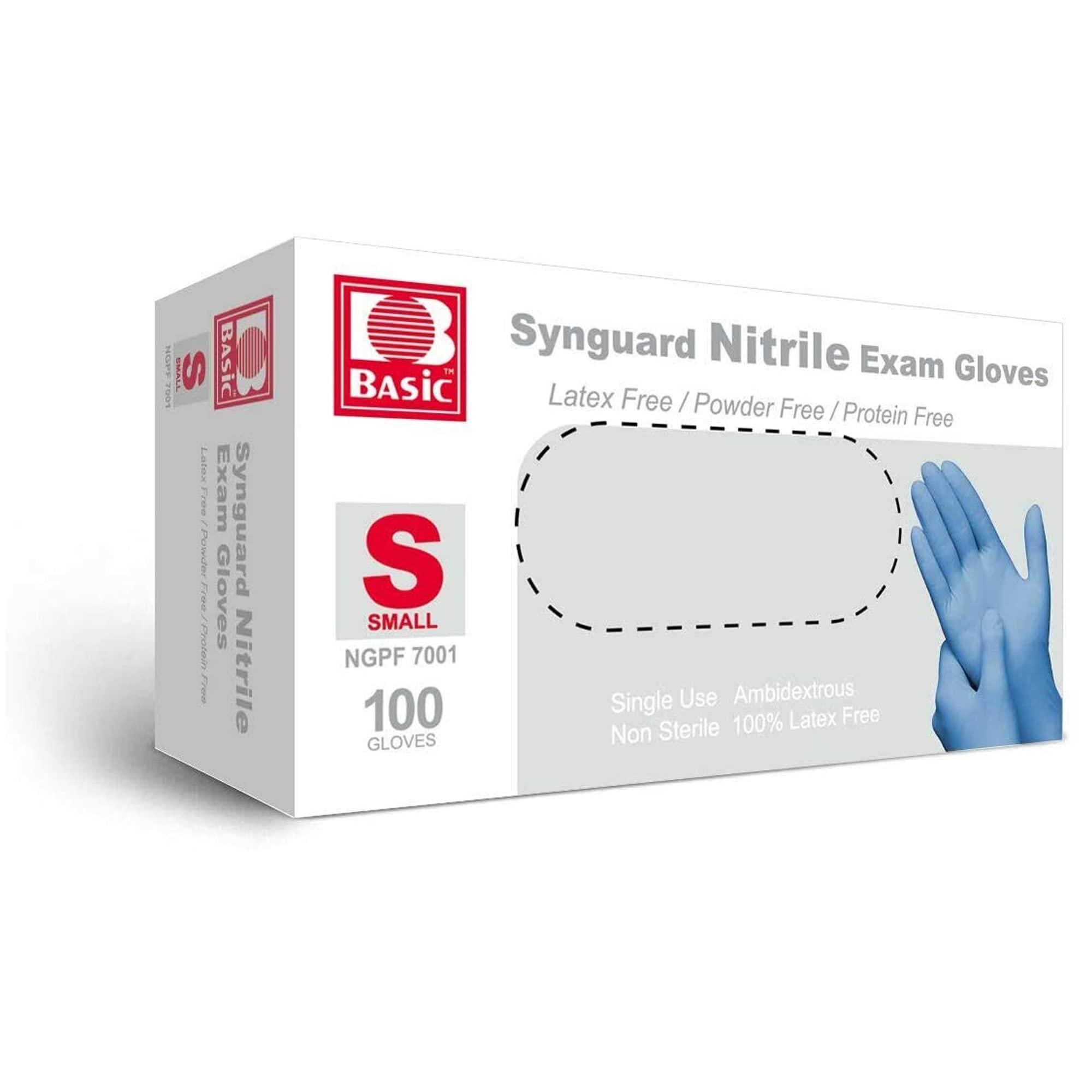 Photo 1 of Basic Medical Nitrile Exam Gloves (Small) 1 Boxes 100 Gloves,Blue,NGPF-7001