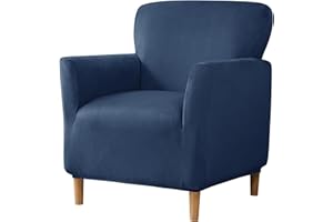 EIVMAX Navy Blue Velvet Armchair Slipcovers Single Armchair Cover Small Chair Slipcovers with Arms Stretch Sofa Chair Cover Furniture Protector for Banquet Living Room Bedroom (Navy Blue)