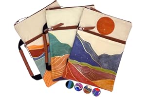 French KOKO 3-Piece Waterproof Book Carrier, Book Protector Pouch with Zipper Pocket and Handle, Paperback Protector Book Carrier Book Travel Book Cover Case Book Carrying Case Boho Desert Dreams