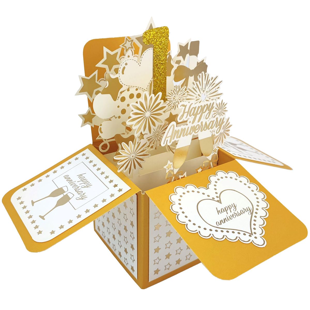 scicent Anniversary Card for Husband 1st Anniversary Card Pink Pop-Up Greeting Card 3D Pop Up Cards Anniversary Cards Gifts for Her - 1st