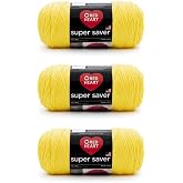 RED HEART Super Saver 3-Pack yarn, BRIGHT YELLOW 3 Pack | #4 Medium Worsted Weight Acrylic Soft Yarn for Blankets, Beanies, Amigurumi, and Beginner Projects, 364 yards, 198g/7oz