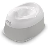 Ingenuity Ready Set Go Potty Training Toilet, Removable Bowl, Non-Skid Bottom, Wide Stable Base, Age 18 Months &amp; Up, White &amp; Grey